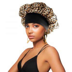BT Satin Wide-Edge Bonnett Cap Leopard #21961
